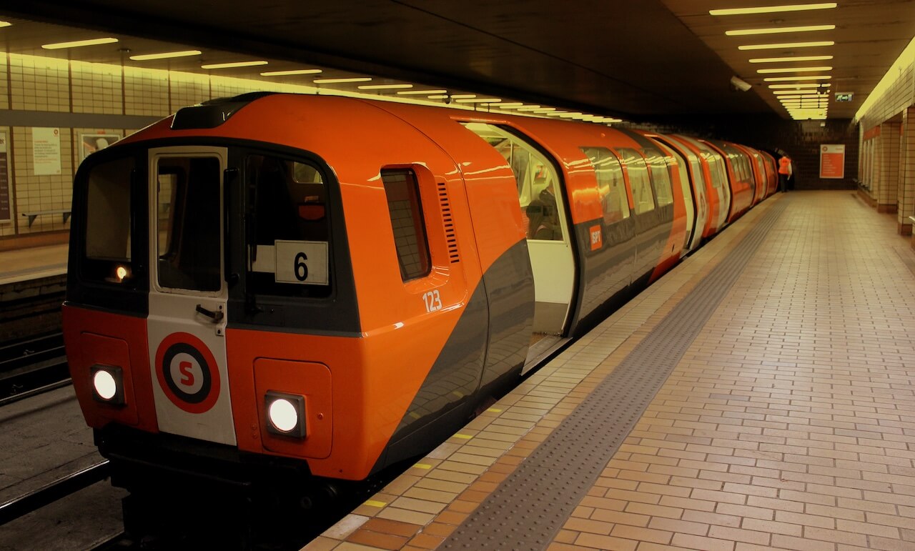 A picture of a Glasgow Subway train.